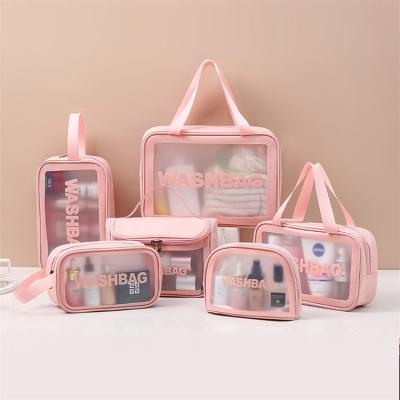 China Fashion Customized Waterproof Clear Zipper Pouch Women Makeup PVC Fashion Printing PVC Cosmetic Bag Set Wholesale for sale