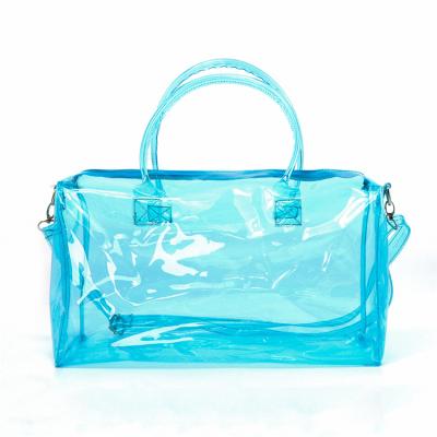 China Waterproof Duffel Bag Customized Women Spennanight Iridescent Waterproof Hologram Overnight Spend Clear PVC Duffel Bag Weekender Duffel Bag Wholesale for sale