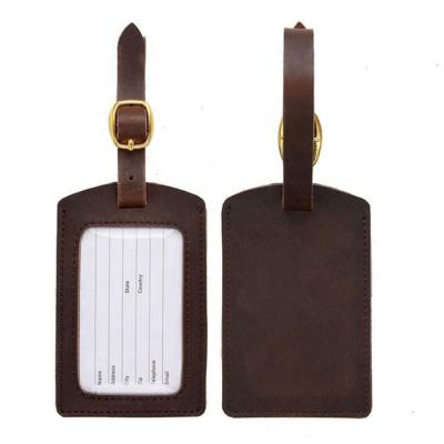 China Promotional Wholesale Custom Crazy Leather Luggage Tag Genuine Leather Tag Horse Leather Luggage Tag Manufacturer for sale