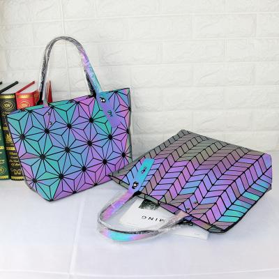 China Guangzhou factory fashion color changing teenager multifunctional geometric handbag glowing luminous women bag china for sale