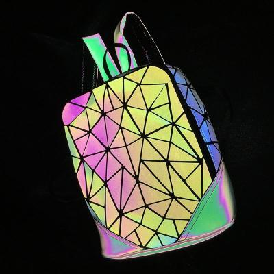 China BULA Luminous Backpack Men's Sports Backpack Waterproof Geometric Reflective Hologram Women's Light Backpack for sale