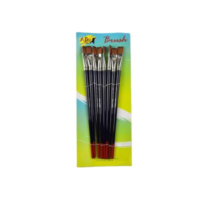 China Acrylic Artist Drawing Brush Set Custom 6pcs Handle Nylon Wood Nylon Hair Watercolor Brush Oil Painting Brush Set for sale