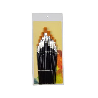 China Artist Acrylic Drawing Brush Set 12pcs Watercolor Brush Oil Painting Brush High Quality Hair Nylon Wood Handle Play Brush Set for sale