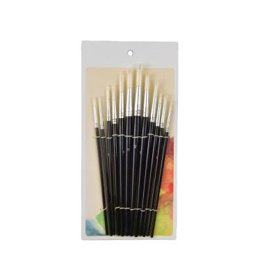 China Acrylic Artist Drawing Brush Set Oil Painting Watercolor Brush Artist Brush Set 12pcs Nylon Hair Environmental Friendly Wooden Handle for sale