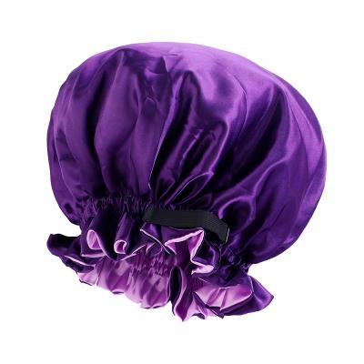 China Picture Adjustable Women Pleated Sleep Cap Custom Satin Lined Sleep Hoods for sale