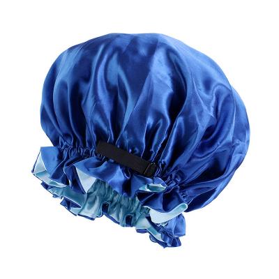 China Picture Customized Artificial Silk Sleep Cap For Women Large Solid Color Fashion Double Layer Sleep Hoods for sale