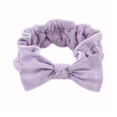 China New Design Cotton Bow Headbands 100% Adjustable Elastic Hairband Women Face Wash Bath Hair Band for sale