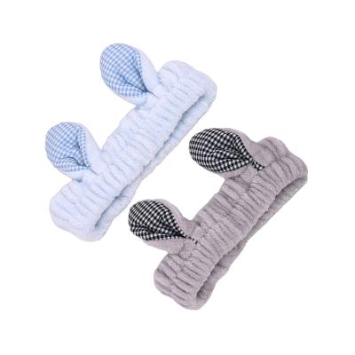 China Fashion Coral Fleece Cute Bunny Shape Spa Elastic Headband Soft Face Wash Headbands for sale