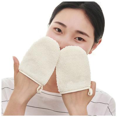 China New Design Custom Organic Reusable Microfiber Makeup Remover Cotton Cleaning Pad Cleaning Gloves for sale