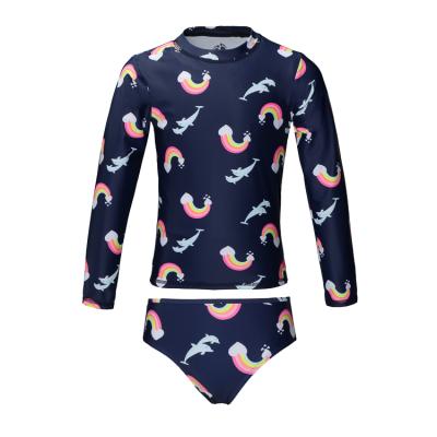 China Spandex/Nylon Custom Hot Selling Beach Outfit Cute Designer Long Sleeve Kids Girls Swimwear Set for sale