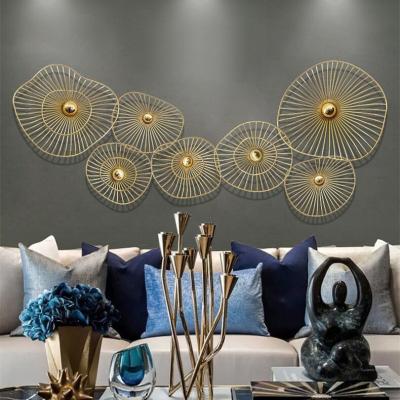 China Metal Showroom Lotus Leaf Shape Background Wall Arts Metal Decoration for sale