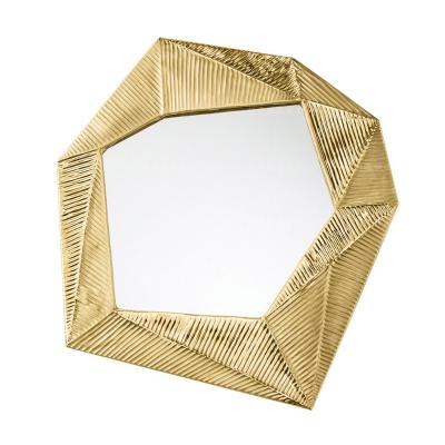 China Art Decor Home Hotel Villa Bar Gold Geometry Design Wall Decoration Irregular Mirror for sale