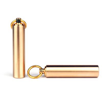 China Single Brass Capsule Seal Portable EDC Pill Storage Waterproof Pill Case for sale