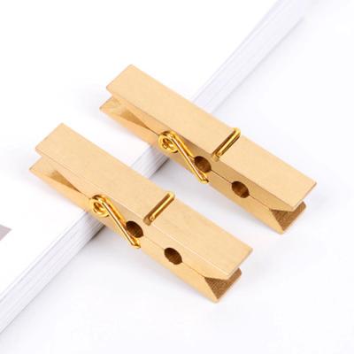 China Eco - Friendly Luxury Quality Solid Brass Hanging Clothes Clip Bill Clip Paper Clip for sale