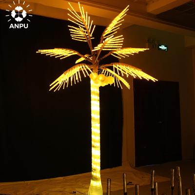 China Commercial Outdoor Use 3*2M Yellow Green LED Coconut Tree Christmas Lighting LED Artificial Coconut Tree Leaves for sale