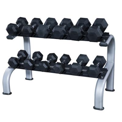 China Home Training Weight Lifting Gym Equipment 3.5kg Rubberized Weight Hex Dumbbell Rack for sale