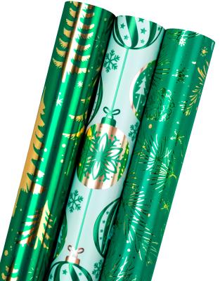 China OEM Customized Gift Wrapping Paper 30 Inch*10 3 Feet Rolls Green Copper Paper Printing Papel Wrapping Moisture Proof Waterproof Wrap Paper for sale