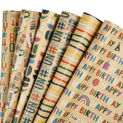 China Best Recycled Materials Price Custom Birthday and Wedding Papel de Envolver Personalizado Gift Wrapping Paper for Wrapping Gifts 30 Inches 10 Feet for sale