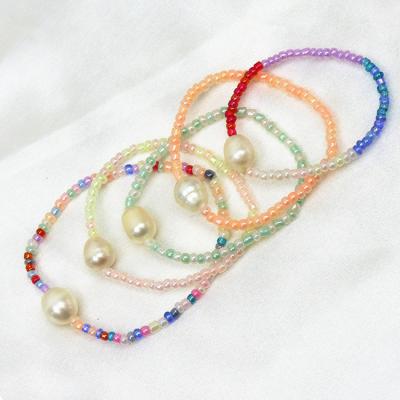 China TRENDY summer jewlry for children vacation bracelets rainbow colors princess style pure pearl bracelets for girls for sale