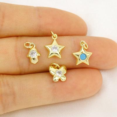 China TRENDY Small Mini Butterfly Charm Mini Small Clear CZ Zircon Star Butterfly Charm for sale