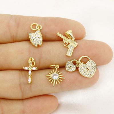 China FASHIONABLE Delicate Gold Moon Star Heart Sun 18K Gold Plated CZ Zircon Charm Chain Necklace for sale