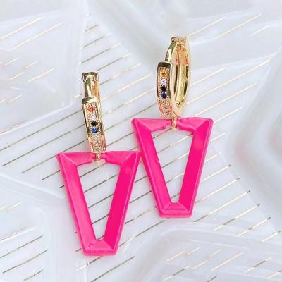 China Fashionable wholesale earrings enamel summer colors jewelry v shape earrings rainbow colors 51669 for sale