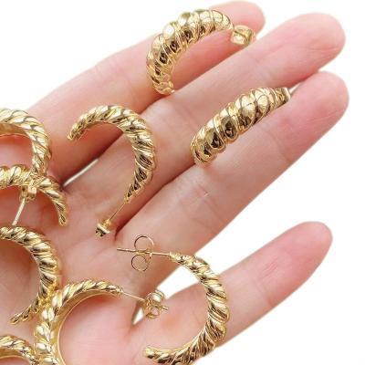 China 2021 TRENDY 18K Gold Plated Circle Hoop Earrings Wholesale Geometric Hollow Jewelry C Shape Large For Women 51704 for sale