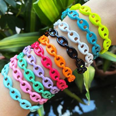 China 2021 Trendy Trendy Rainbow Pig Nose Cuff Bangles Jewelry Accessories For Women Summer Color Jewelry Bracelet 51739 for sale