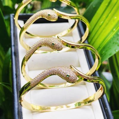 China 2021Trendy TRENDY jewelry 18k brass plated zircon snake bracelets jewelry acceessories for women crystal zircon jewelry bracelet 51736 for sale