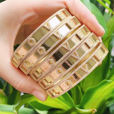 China 2021Trendy TRENDY jewelry 18k brass plated zircon LOVE bracelets jewelry acceessories for women crystal zircon jewelry bracelet 51734 for sale