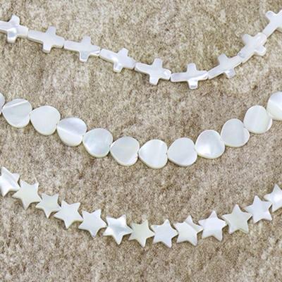 China Multi Strands Trendy Natural Beads Stone Shell Shape Charms DIY White Shell Star and Heart Beads For Jewelry Making for sale