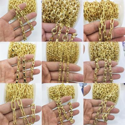 China CLASSIC multi kinds fashionable link chain for making jewely 18K plated large brass link chain jewelry accessories for necklace making for sale