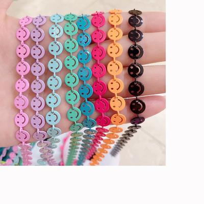 China CLASSIC 2021 Summer Jewelry Smile Face Link Chain Complaint Color Chain Happy Face Link Chain For Jewelry Making for sale