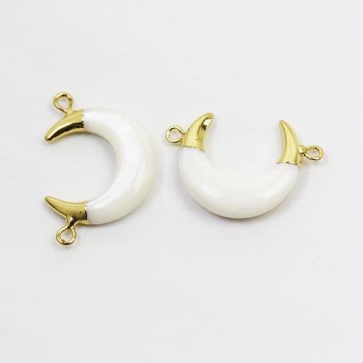 China FASHIONABLE Shell Natural Stone Crescent Shape Plated 18K Gold Pendants For Jewelry Making Bohemia Style Summer Jewelry Accessories 9835 for sale