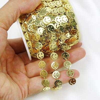 China 2021 Newest Wholesale Trendy Jewelry Necklace Accessories 18K Plated Link Chain Smile Face Chain Brass Accessories For Jewelry Making for sale