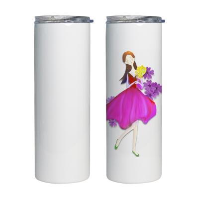 China Createsub Viable Hot Sale 20oz Double Wall White Coffee Mugs Wholesale Sublimation Printing Stainless Steel Tumbler With Straw for sale