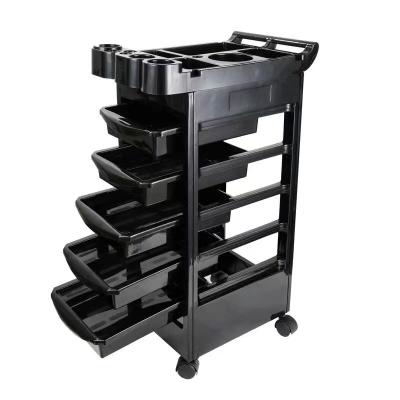 China Modern Economic Trolley Iron Black Hair Salon Tattoo Tools Shop Nail Beauty Furniture Pet Plastic Trolley And Cosmetic Glass for sale