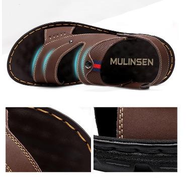 China Fashion Trend Full Grain Cow Leather Men Beach Shoes Sandals Slippers for sale