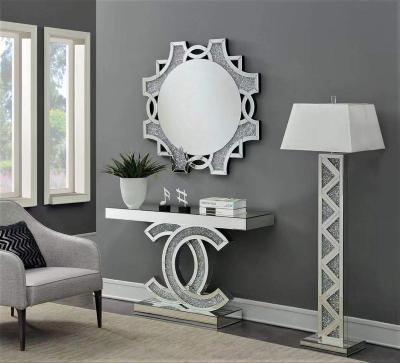 China New Convertible Furniture 2022 Fashion Mirrored Console Table With Decorative 3D Wall Mirror for sale