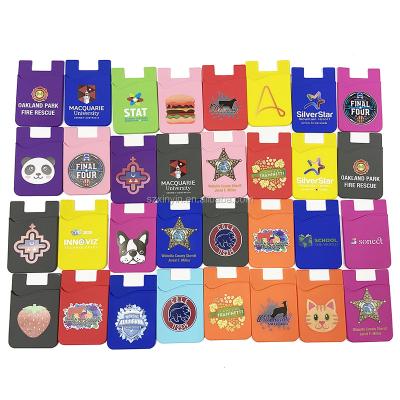 China Fashion Silicone Mobile Phone Card Holder, Mobile Phone Sticker Adhesive Credit Card Holder With Customized LOGO for sale