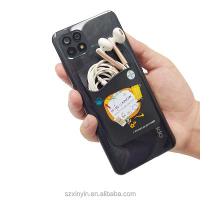 China Fashion Wholesale Promotional Gifts 3M Sticker Silicone Phone Case Silicone ID Card Holder for sale