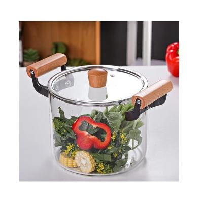 China High Quality Borosilicate Glass High Heat Resistance Kitchen Makers Steaming Golden Pot Viable Headroom for sale