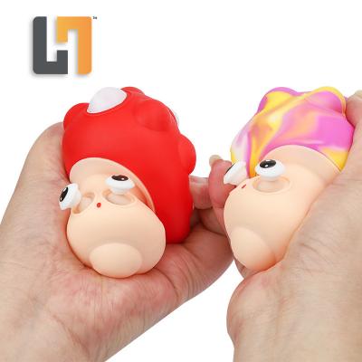 China Educational Funny Toy New Squeeze Toys 3D Stress Balls Stirring Toy Silicone Popping Push Bubble Person Ball Cartoon Children Stress Relieve Toys for sale