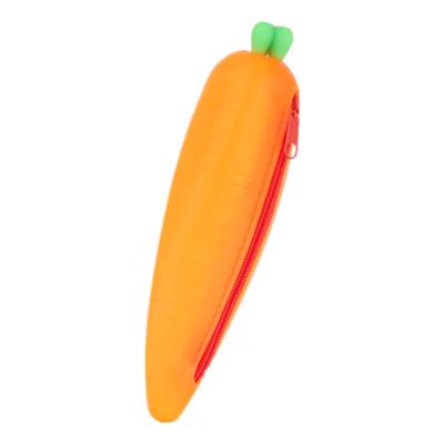 China School Pencil Case Pocket Organizer Large Storage With Waterproof Zipper Silicone Orange Carrot Shape for sale