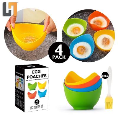 China Viable Heat Resistant Floating Egg Poacher Cups For Perfectly Poached Eggs Without The Mess - BPA Free Nonstick Silicone Egg Poacher for sale