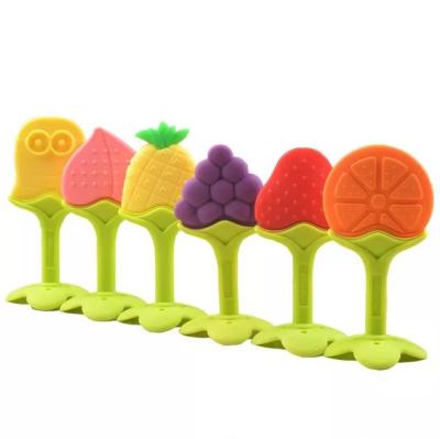 China 100%Food Grade Silicone Teether Baby Fruit Teethers Toys For Newborn Infants Freezer Safe BPA Free for sale