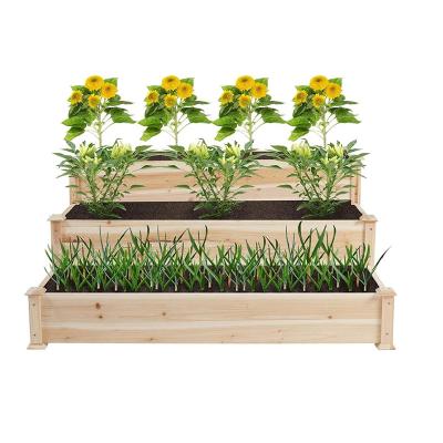 China Modern 3 Tier Raised Garden Bed Kit Wooden Planter Box for Planting Flower Vegetable for sale