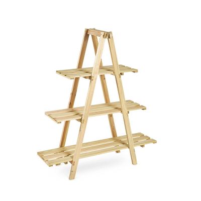 China Modern Decorative Shelf Storage Garden Indoor Outdoor Display Rack Solid Wooden Plant Stand for sale