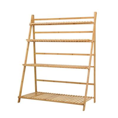 China American Style Wholesale High Quality Bamboo Foldable Multi Tier Wooden Plant Flower Stand Plants Shelf for sale