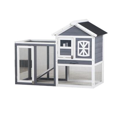 China Windproof Rabbit Hutch Large Wooden Pet Cage Chicken Coop Outdoor Bunny Ferret Pig House for sale